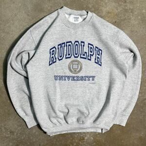 Vintage Y2K Rudolph University College Crewneck Mens Medium Bray Blue Sweatshirt